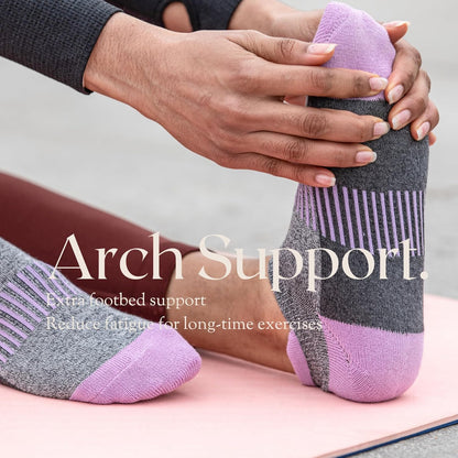Women'S Athletic Ankle Socks with Heel Tab, Premium Cotton, Soft Cushion, Reinforced Toe, Arch Support, Pack of 6